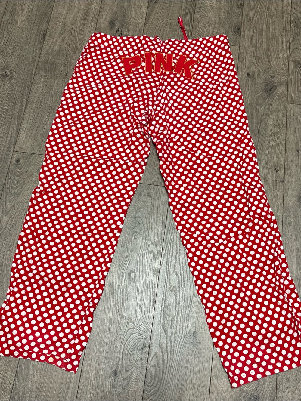 Polka dot pajama pants PINK across butt